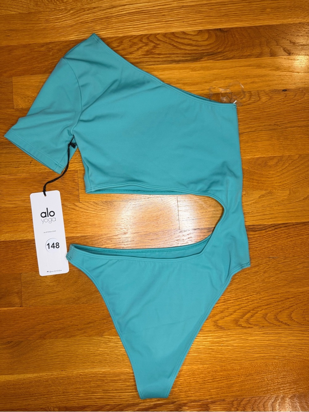 Alo Yoga Body Wave One Piece Ocean Teal XS NWT Cutout Bodysuit Swimwear - Picture 4 of 7